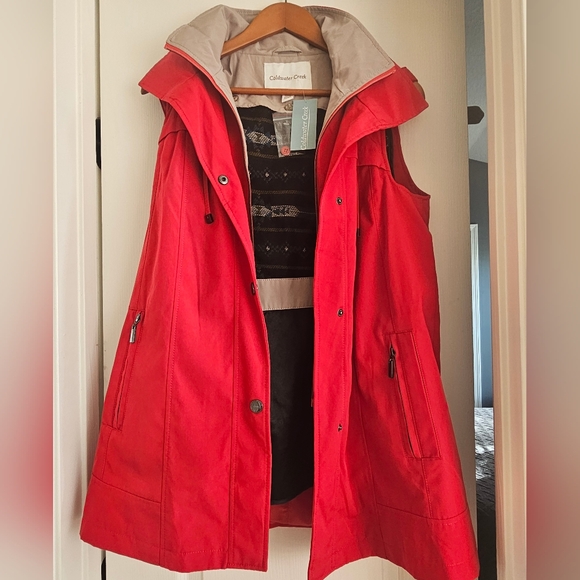 NWT Coldwater Creek All Weather Vest Long Dover Red Petite Small - Picture 2 of 16